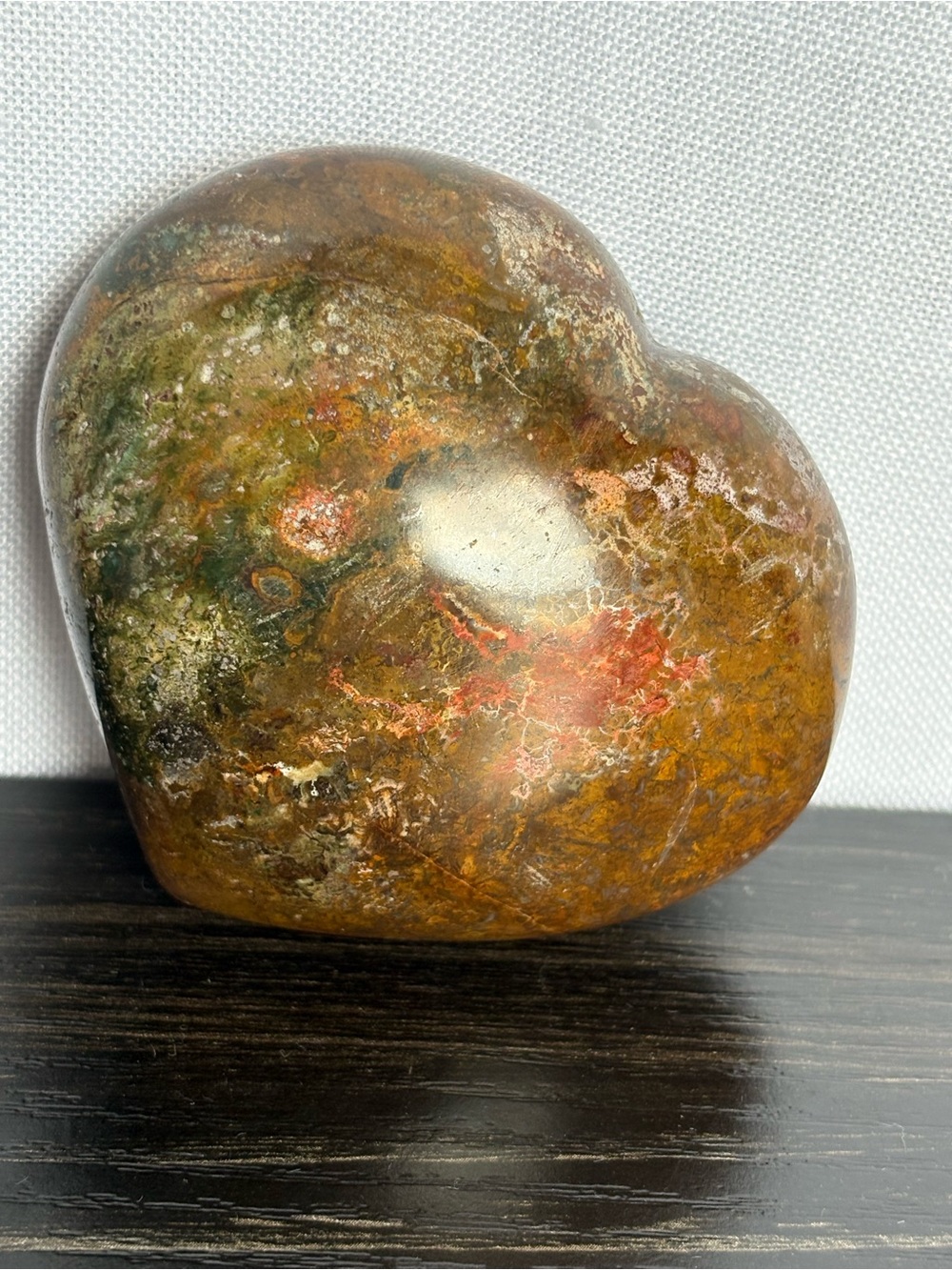 Natural Rainbow Polychrome Jasper Crystal Carving Puffy Heart Home Decor Stone - Picture 3 of 8